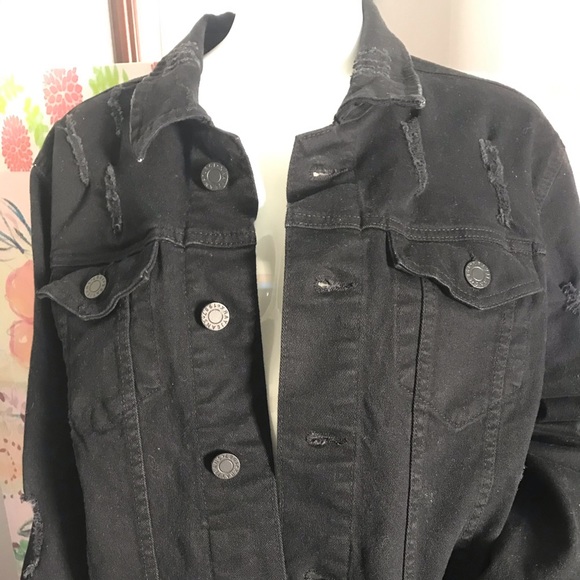 XR XRAY Men’s distressed black jean jacket - Picture 3 of 5